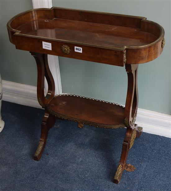 A gilt metal mounted mahogany tricoteuse, late 19th century, W.71cm